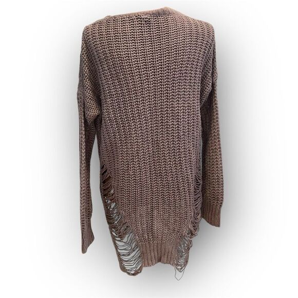 Windsor Dusty Rose Cable Knit Distressed Sweater Dress, Junior Women’s Medium - Picture 4 of 12